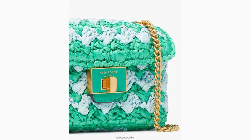 de Kate Spade Frauen Evelyn – Umhängetasche aus gestreiftem gehäkeltem Bast mit kleiner Schulterpartie frisches Grün multi NB82J214 Zubehör