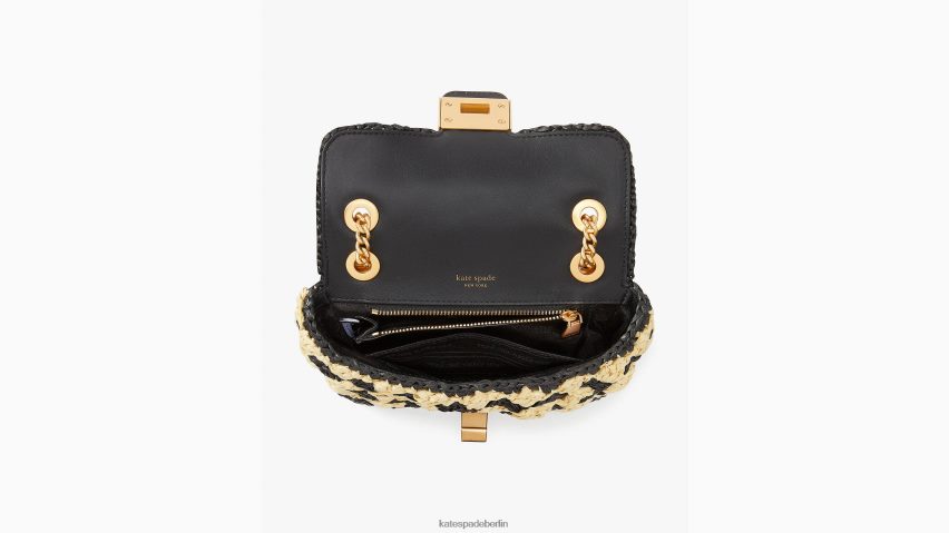 de Kate Spade Frauen Evelyn – Umhängetasche aus gestreiftem gehäkeltem Bast mit kleiner Schulterpartie schwarz-multi NB82J213 Zubehör