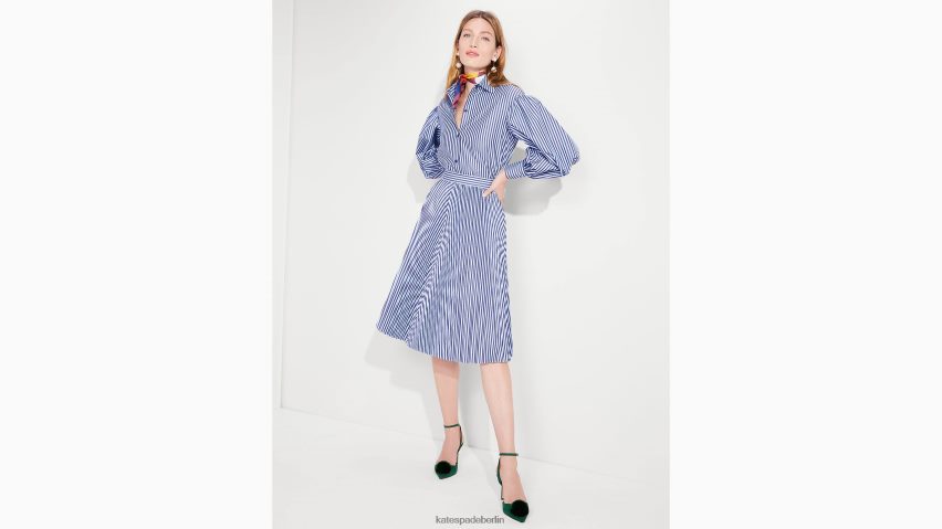 de Kate Spade Frauen Faltenrock mit Gebäckstreifen Citrinblau NB82J2892 Bekleidung