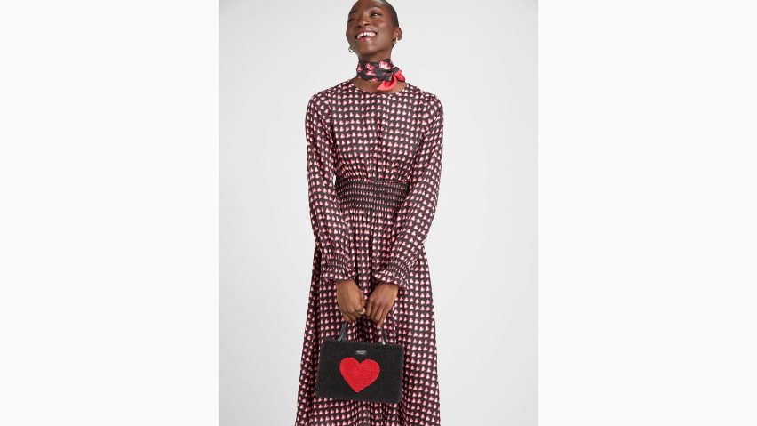 de Kate Spade Frauen Fancy Hearts Waverly Kleid schwarz-multi NB82J2901 Bekleidung