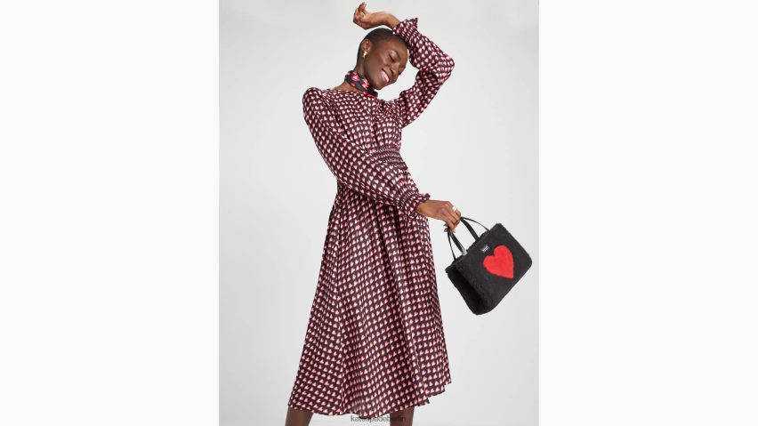 de Kate Spade Frauen Fancy Hearts Waverly Kleid schwarz-multi NB82J2901 Bekleidung