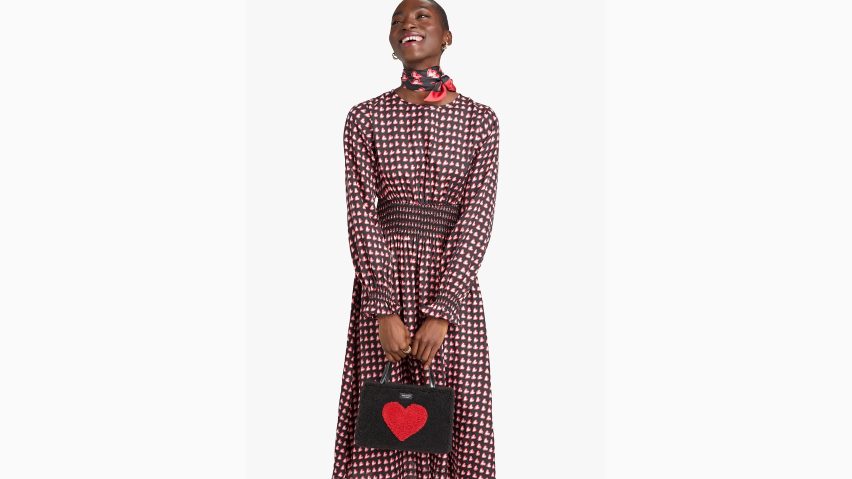 de Kate Spade Frauen Fancy Hearts Waverly Kleid schwarz-multi NB82J2901 Bekleidung