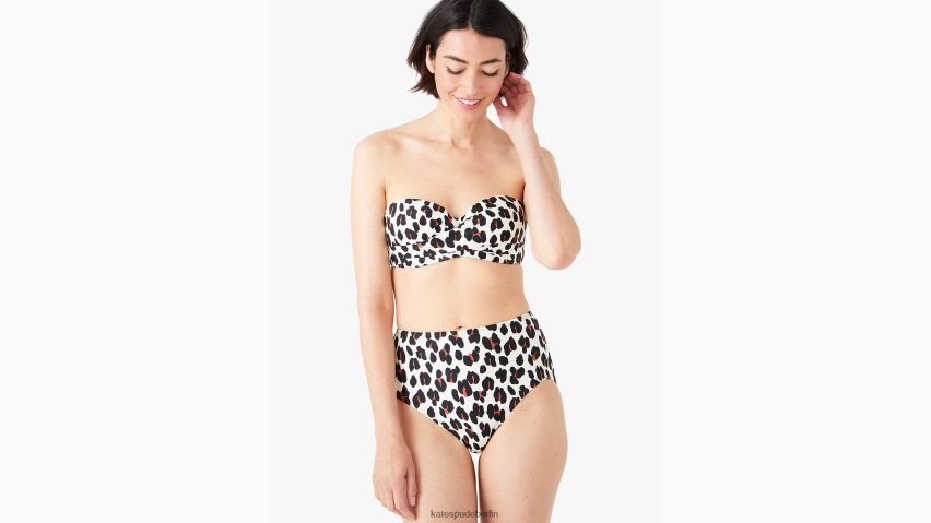 de Kate Spade Frauen Fiji Feline Bandeau-Bikinioberteil mit vorgeformten Körbchen Schwarz NB82J2930 Bekleidung