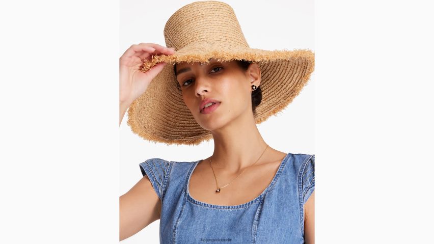 de Kate Spade Frauen Fischerhut aus Stroh mit Fransen natürlich NB82J21256 Zubehör