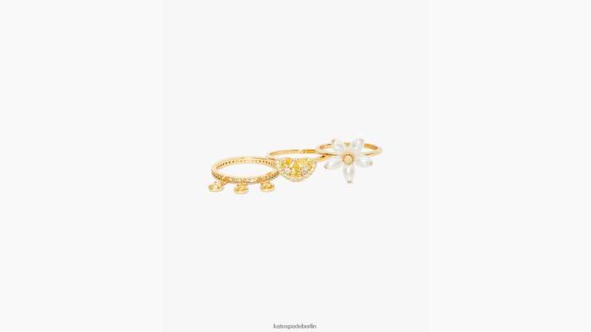 de Kate Spade Frauen Fresh-Squeeze-Stapel-Charm-Ring-Set gelbes Multi NB82J21008 Zubehör