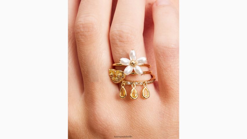 de Kate Spade Frauen Fresh-Squeeze-Stapel-Charm-Ring-Set gelbes Multi NB82J21008 Zubehör