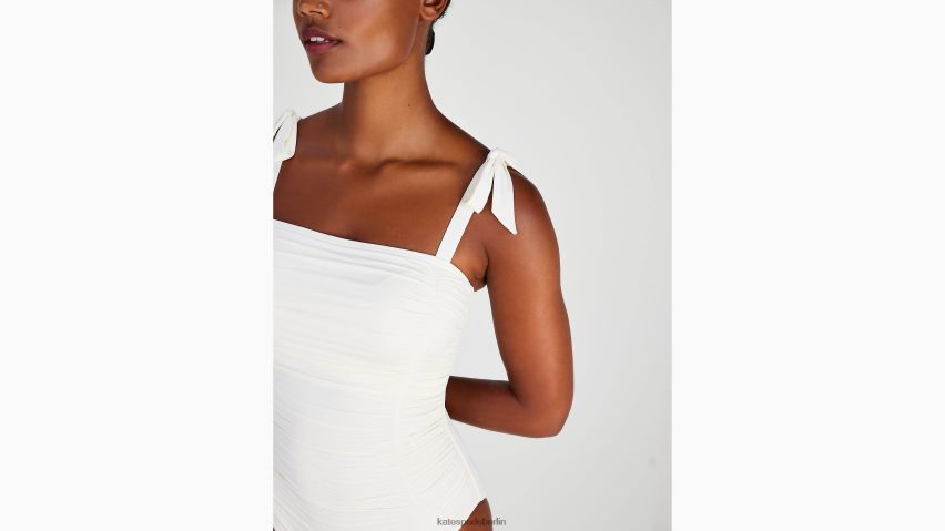 de Kate Spade Frauen Geraffter Einteiler mit quadratischem Ausschnitt Elfenbein NB82J2800 Bekleidung