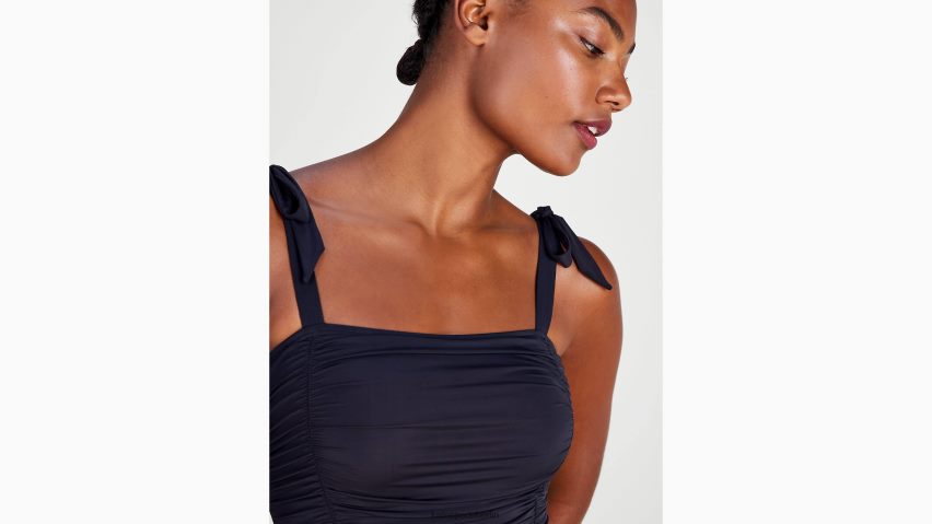 de Kate Spade Frauen Geraffter Einteiler mit quadratischem Ausschnitt Schwarz NB82J2801 Bekleidung