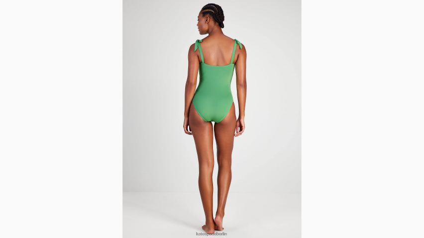 de Kate Spade Frauen Geraffter Einteiler mit quadratischem Ausschnitt bitteres Grün NB82J2802 Bekleidung