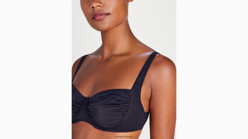 de Kate Spade Frauen Gerafftes Bügel-Bikinioberteil Schwarz NB82J2797 Bekleidung