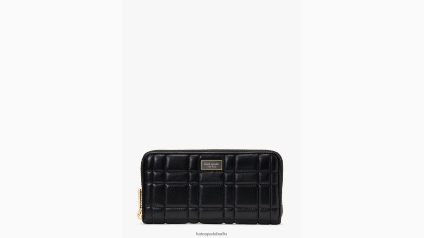 de Kate Spade Frauen Gesteppte kontinentale Brieftasche mit umlaufendem Reißverschluss von Evelyn Schwarz NB82J2396 Zubehör