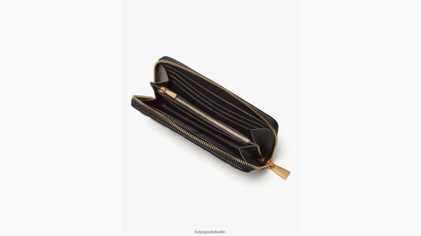 de Kate Spade Frauen Gesteppte kontinentale Brieftasche mit umlaufendem Reißverschluss von Evelyn Schwarz NB82J2396 Zubehör