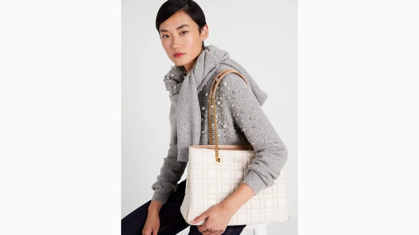 de Kate Spade Frauen Gesteppte mittelgroße wandelbare Shopper-Tasche „Evelyn“ Elfenbein NB82J2275 Zubehör