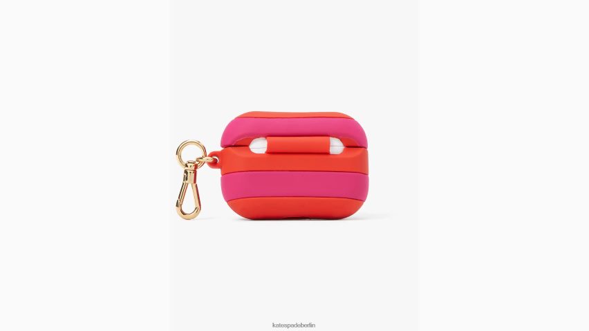 de Kate Spade Frauen Gestreifte Airpods-Hülle aus Silikon am Meer Lachsrosa Multi NB82J21271 Zubehör