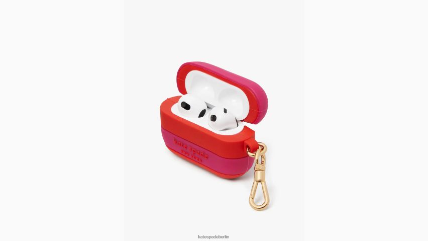 de Kate Spade Frauen Gestreifte Airpods-Hülle aus Silikon am Meer Lachsrosa Multi NB82J21271 Zubehör