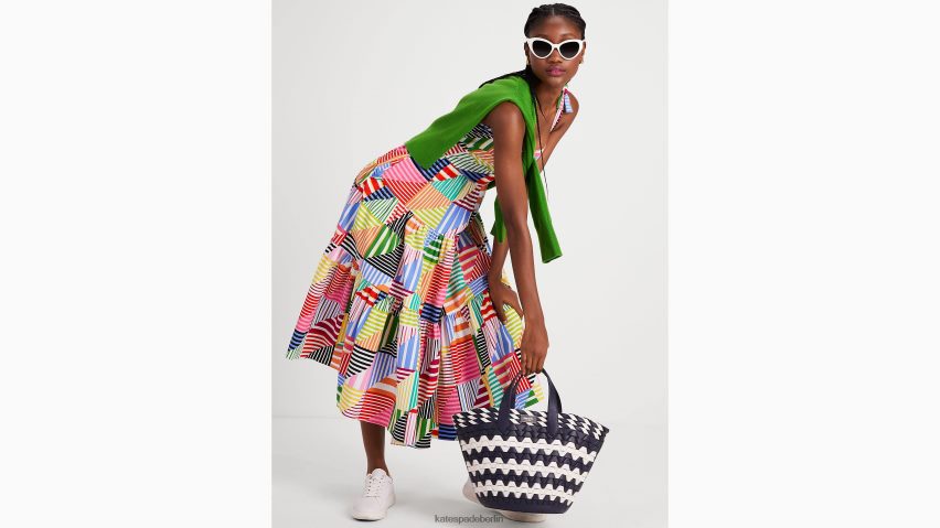 de Kate Spade Frauen Gestuftes Kleid mit Patchwork-Streifen multi NB82J2739 Bekleidung