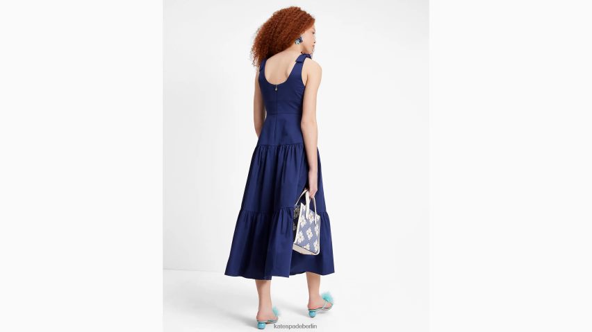 de Kate Spade Frauen Gestuftes Maxikleid aus Popeline Französische Marine NB82J2715 Bekleidung