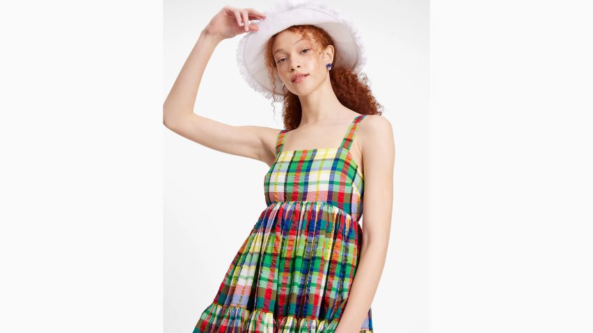 de Kate Spade Frauen Gestuftes Minikleid mit Küstenkaromuster multi NB82J2728 Bekleidung