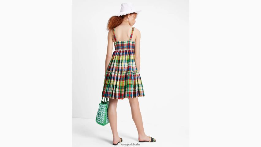 de Kate Spade Frauen Gestuftes Minikleid mit Küstenkaromuster multi NB82J2728 Bekleidung