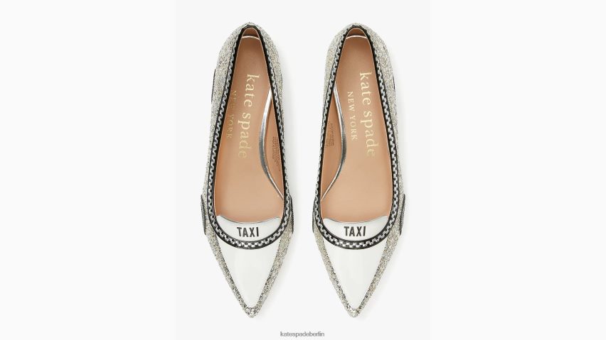 de Kate Spade Frauen Gogo-Taxi-Wohnungen Silber Gold NB82J2649 Schuhwerk