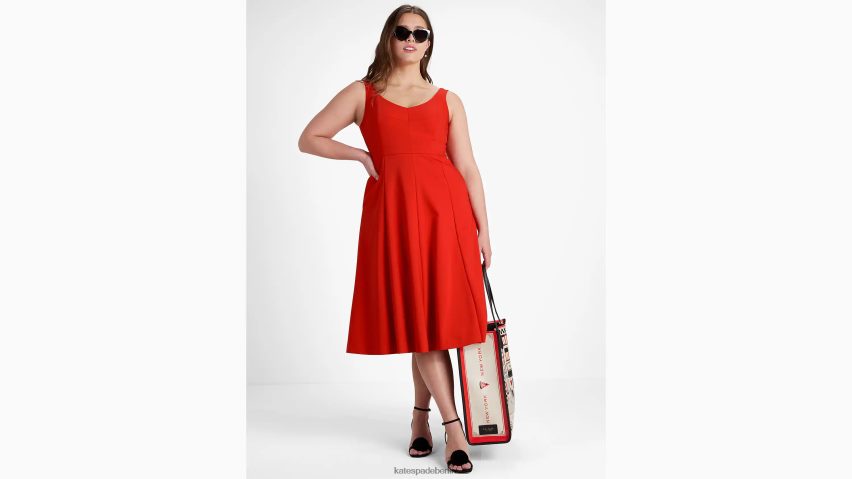de Kate Spade Frauen Grace-Kleid aus Twill frische Tomate NB82J2699 Bekleidung