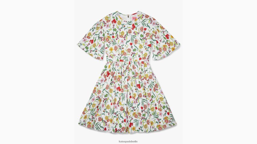 de Kate Spade Frauen Greenwich-Kleid mit Blumenmuster im Dachgarten frisches weißes Multi NB82J2863 Bekleidung