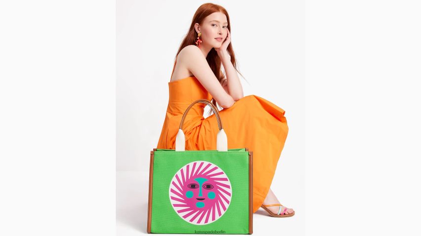 de Kate Spade Frauen Große Canvas-Tasche von Alexander Girard x New York Grün NB82J217 Zubehör