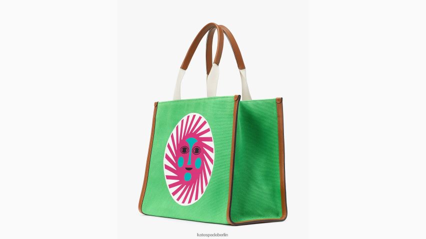 de Kate Spade Frauen Große Canvas-Tasche von Alexander Girard x New York Grün NB82J217 Zubehör