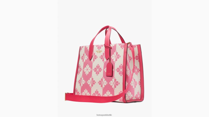 de Kate Spade Frauen Große Manhattan-Tasche aus zweifarbigem Canvas mit Blumenmuster Bommel rosa bunt NB82J2187 Zubehör