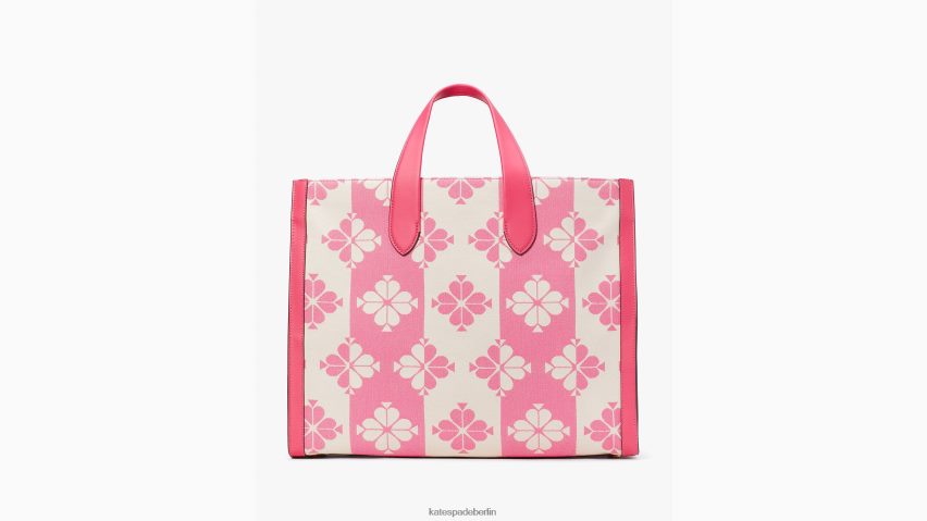 de Kate Spade Frauen Große Manhattan-Tasche aus zweifarbigem Canvas mit Blumenmuster Bommel rosa bunt NB82J2187 Zubehör