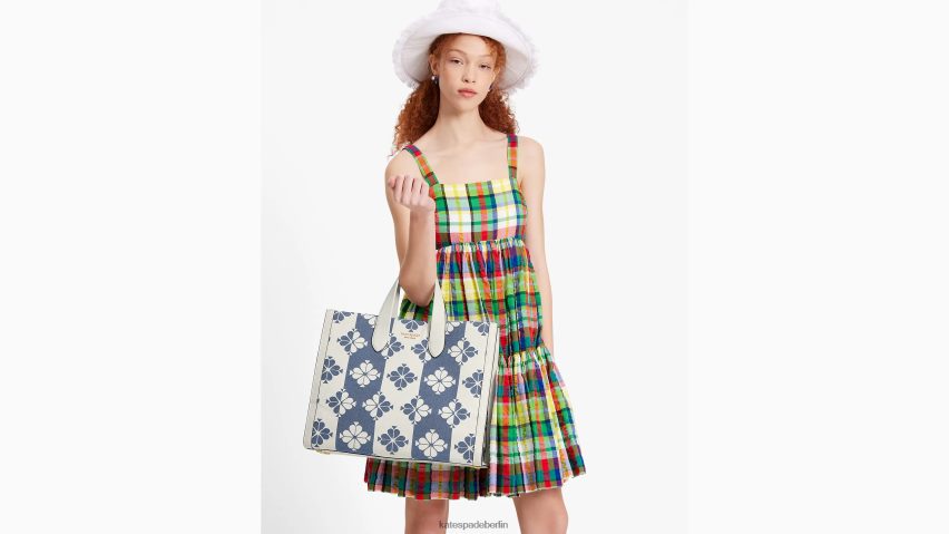 de Kate Spade Frauen Große Manhattan-Tasche aus zweifarbigem Canvas mit Blumenmuster Halo weiß multi NB82J2186 Zubehör