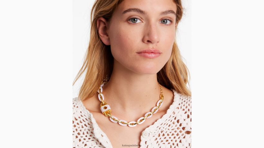 de Kate Spade Frauen Halskette mit Schloss und Statement-Gliedern Weißes Gold NB82J21021 Zubehör