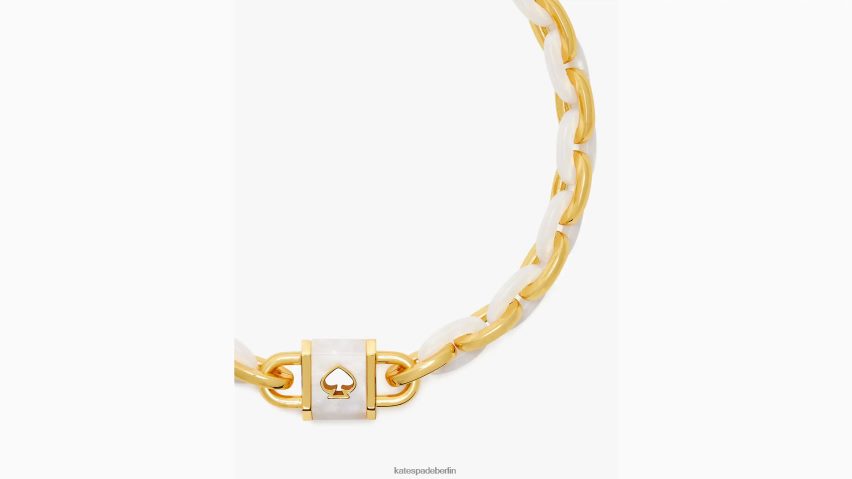 de Kate Spade Frauen Halskette mit Schloss und Statement-Gliedern Weißes Gold NB82J21021 Zubehör