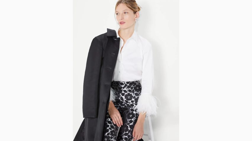 de Kate Spade Frauen Hemd aus Popeline mit Federbesatz frisches Weiß NB82J2915 Bekleidung