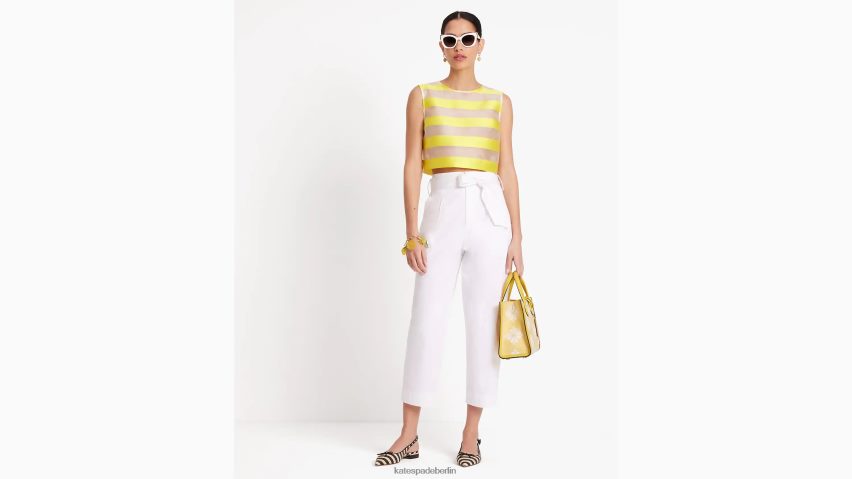 de Kate Spade Frauen Hose aus Popeline mit Bindegürtel frisches Weiß NB82J2726 Bekleidung