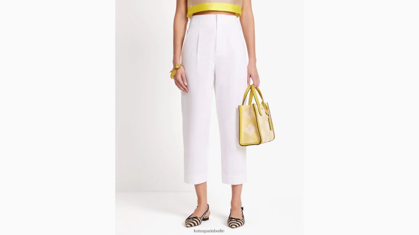 de Kate Spade Frauen Hose aus Popeline mit Bindegürtel frisches Weiß NB82J2726 Bekleidung