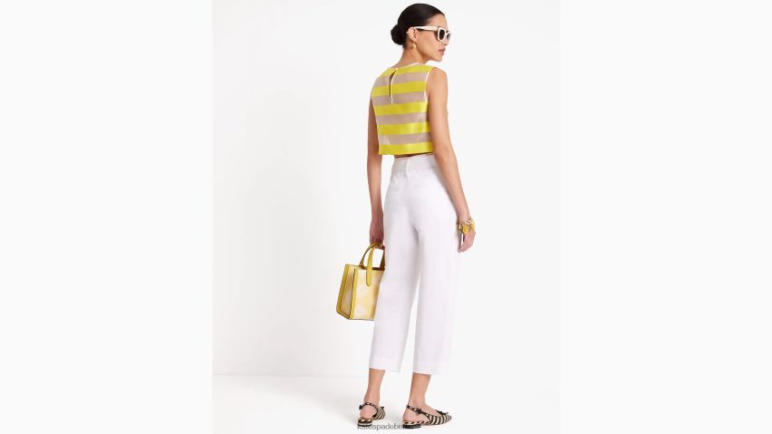 de Kate Spade Frauen Hose aus Popeline mit Bindegürtel frisches Weiß NB82J2726 Bekleidung