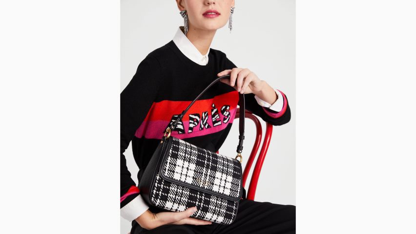 de Kate Spade Frauen Hudson Posh Plaid Jacquard mittelgroße umwandelbare Umhängetasche mit Klappe schwarz-multi NB82J2337 Zubehör