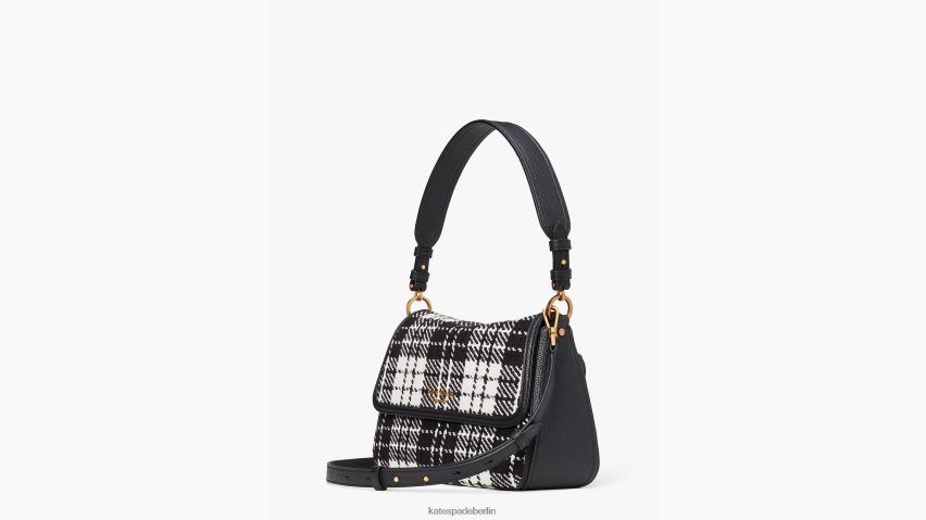 de Kate Spade Frauen Hudson Posh Plaid Jacquard mittelgroße umwandelbare Umhängetasche mit Klappe schwarz-multi NB82J2337 Zubehör