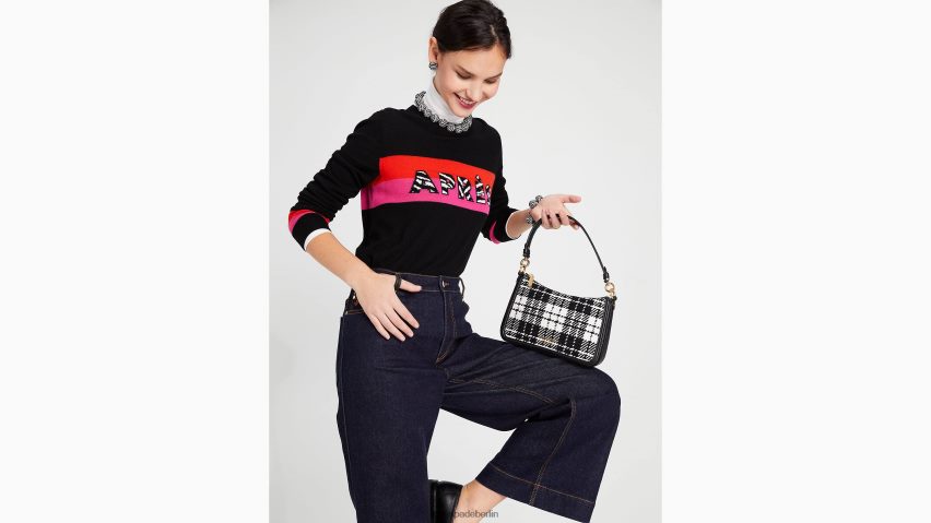 de Kate Spade Frauen Hudson Posh Plaid Jacquard mittelgroße umwandelbare Umhängetasche schwarz-multi NB82J2328 Zubehör