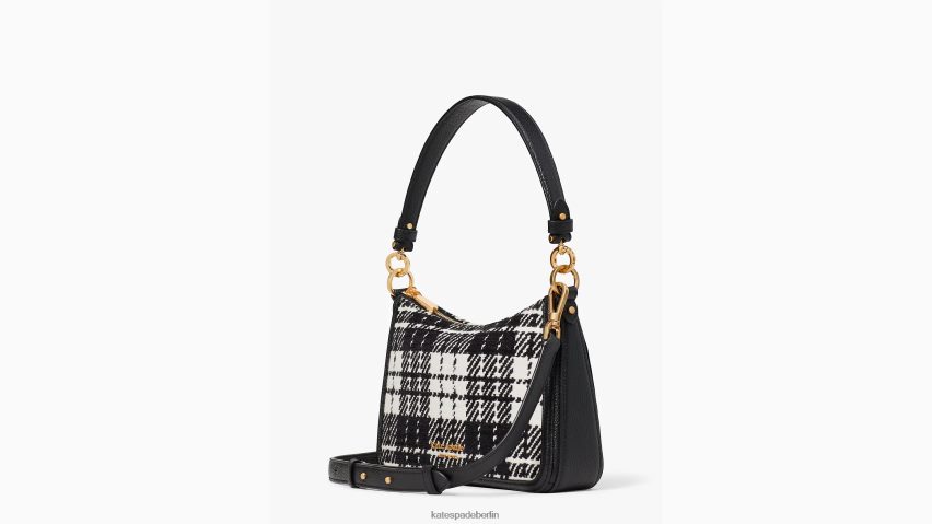 de Kate Spade Frauen Hudson Posh Plaid Jacquard mittelgroße umwandelbare Umhängetasche schwarz-multi NB82J2328 Zubehör