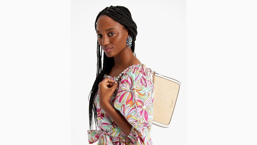 de Kate Spade Frauen Hudson Straw Medium Convertible Umhängetasche creme multi NB82J228 Zubehör