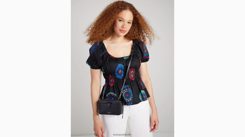 de Kate Spade Frauen Hudson-Umhängetasche mit doppeltem Reißverschluss Schwarz NB82J289 Zubehör