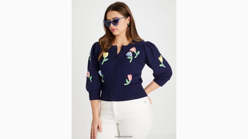 de Kate Spade Frauen Häkelblumen-Cardigan Blazer blau NB82J2768 Bekleidung