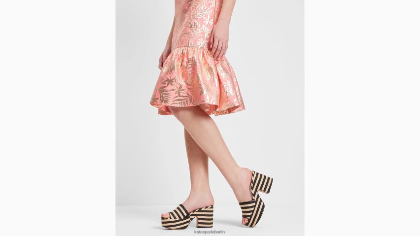 de Kate Spade Frauen Ibiza-Bast-Sandalen Schwarz/Strandsand NB82J2524 Schuhwerk