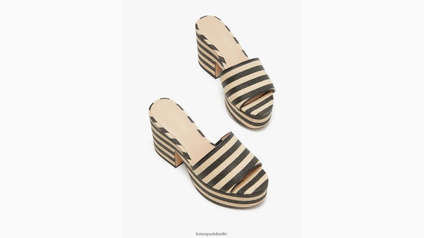 de Kate Spade Frauen Ibiza-Bast-Sandalen Schwarz/Strandsand NB82J2524 Schuhwerk