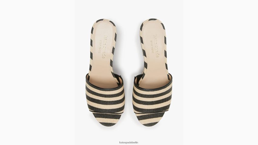 de Kate Spade Frauen Ibiza-Bast-Sandalen Schwarz/Strandsand NB82J2524 Schuhwerk