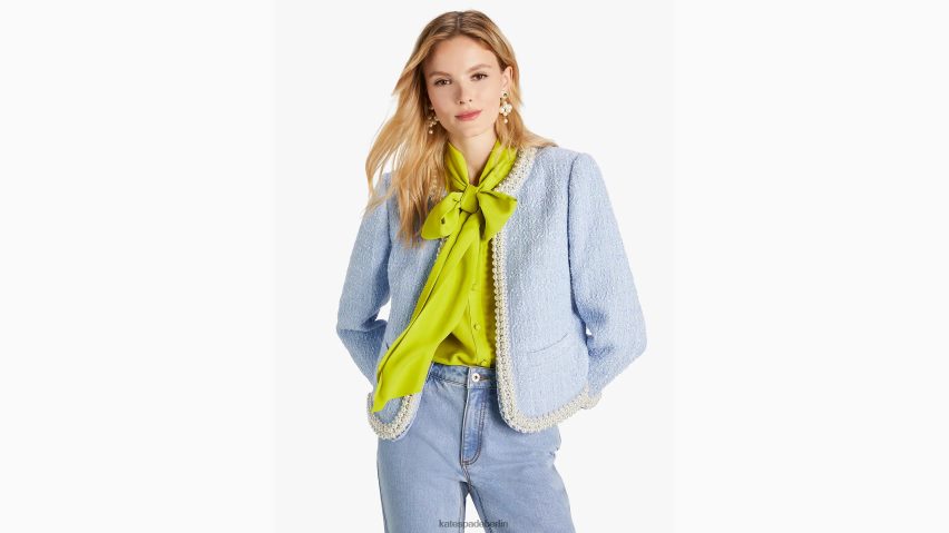 de Kate Spade Frauen Jacke aus Tweed mit Perlenverzierung blasse Hortensie NB82J2763 Bekleidung