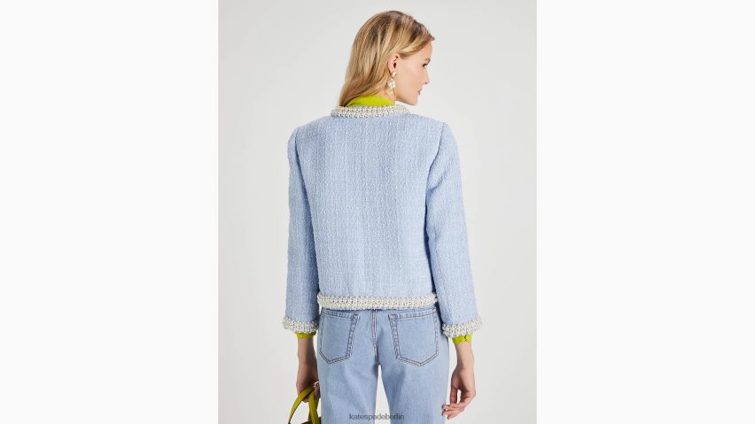 de Kate Spade Frauen Jacke aus Tweed mit Perlenverzierung blasse Hortensie NB82J2763 Bekleidung