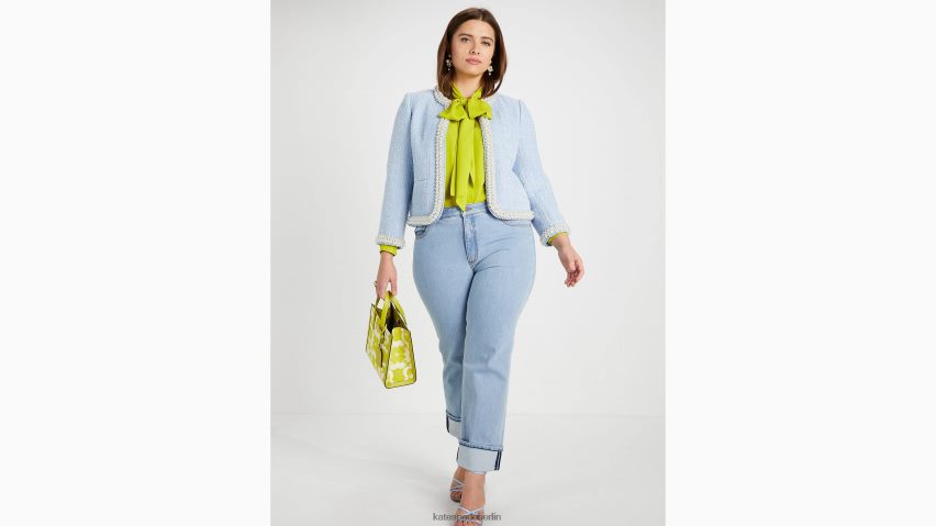 de Kate Spade Frauen Jacke aus Tweed mit Perlenverzierung blasse Hortensie NB82J2763 Bekleidung